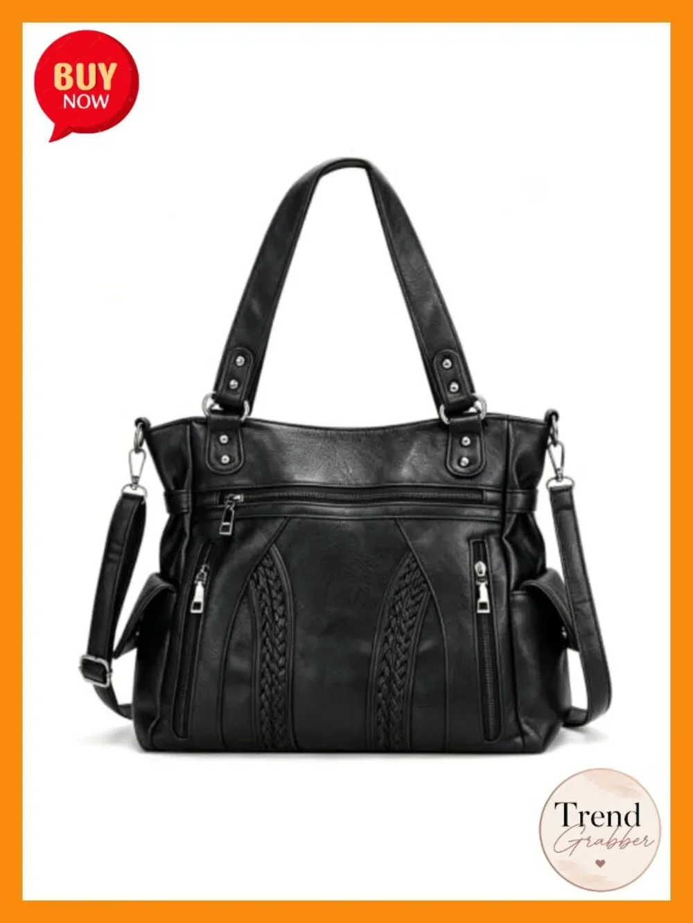 Vegan Leather Hobo Shoulder Bag Tote with Top Handle & Crossbody Strap